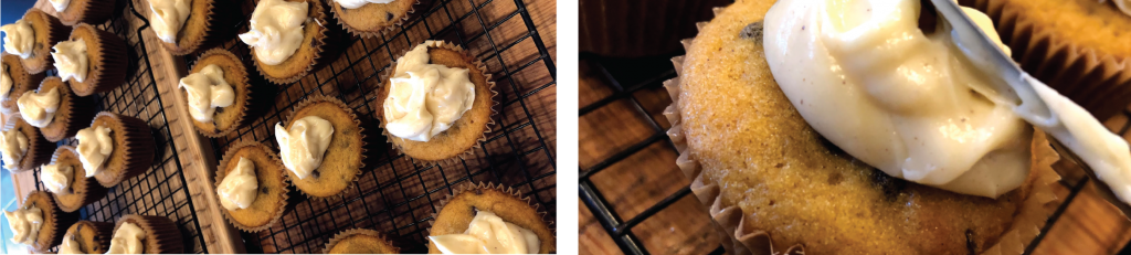 Pumpkin Chocolate Muffin with Maple Cinnamon Cream Cheese Frosting