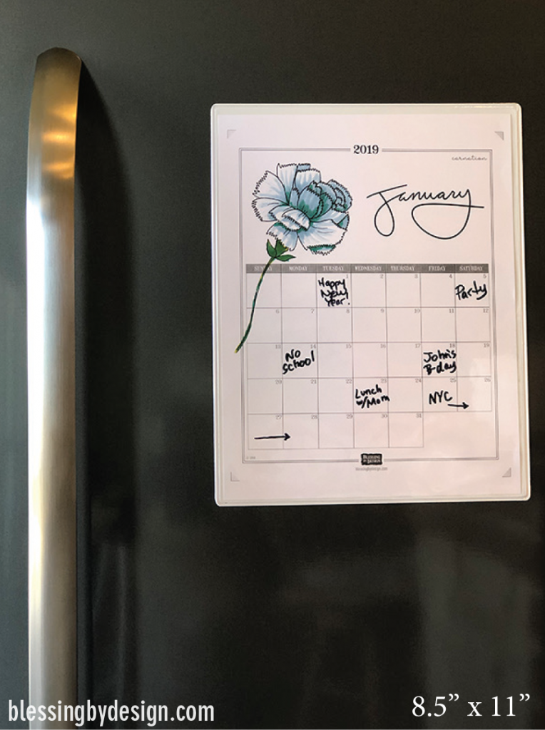 2019 Free Colorable Botanical Calendar