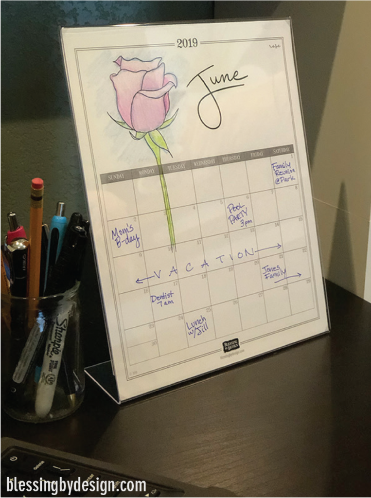 2019 Free Colorable Botanical Calendar