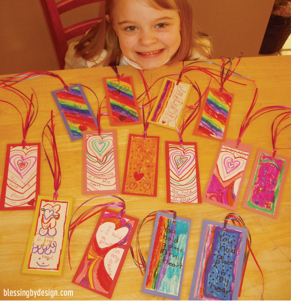 Kids Make Valentine Bookmarks