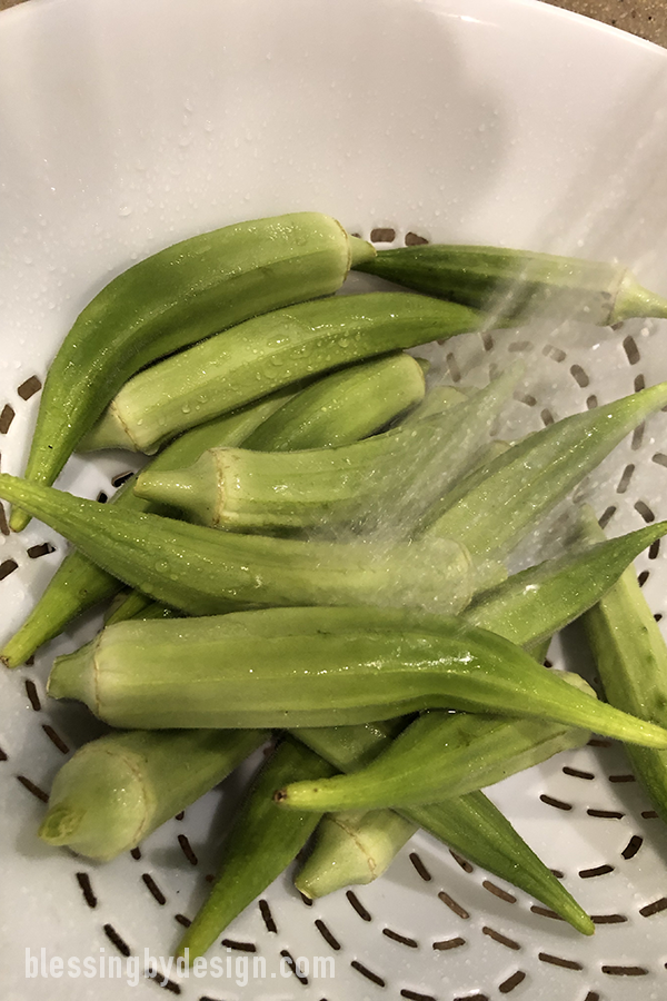 wash okra