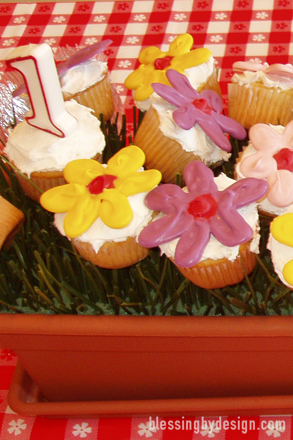 Garden Theme First Birthday Cupcakes