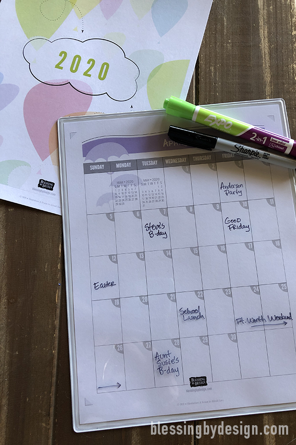 2020 Free Printable Calendar