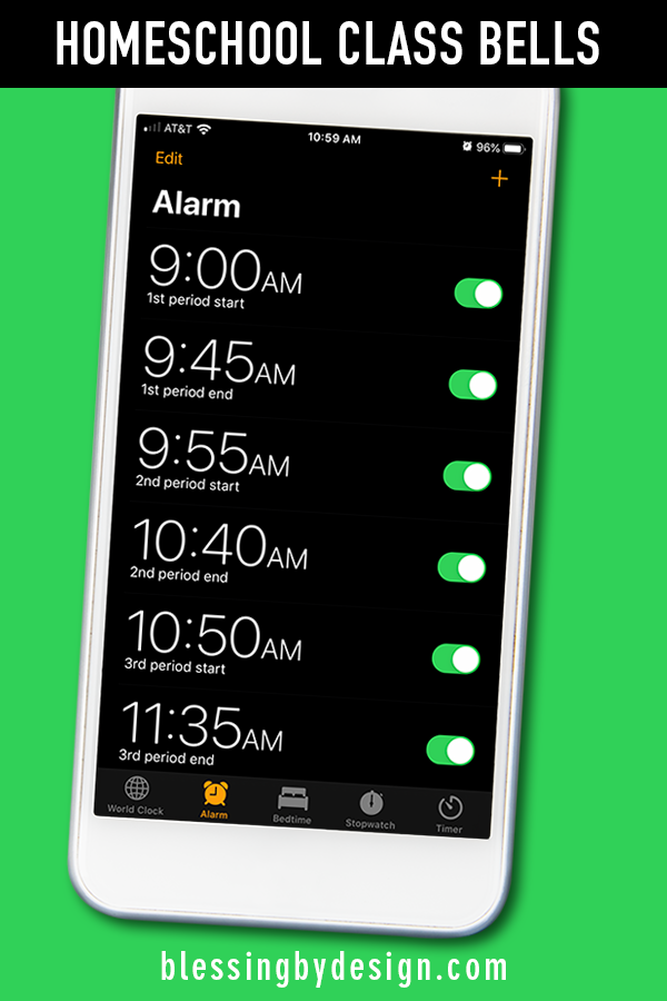 homeschool iPhone alarms