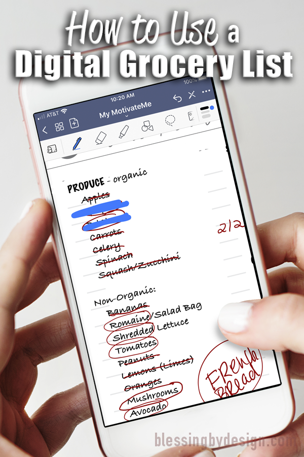 how to use a digital grocery list on iPhone