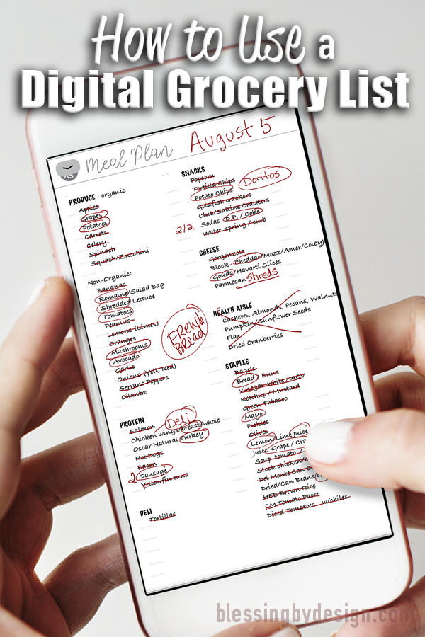 how to use a digital grocery list