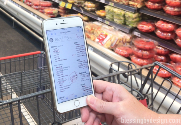 grocery shopping with iPhone grocery list